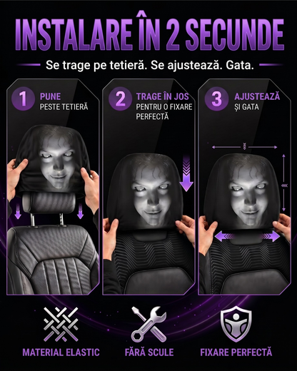 Husă Tetieră Auto Fantomă Horror, Set 2 buc.