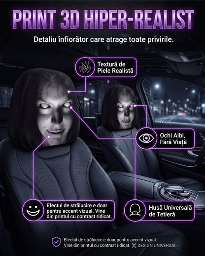 Husă Tetieră Auto Fantomă Horror, Set 2 buc.