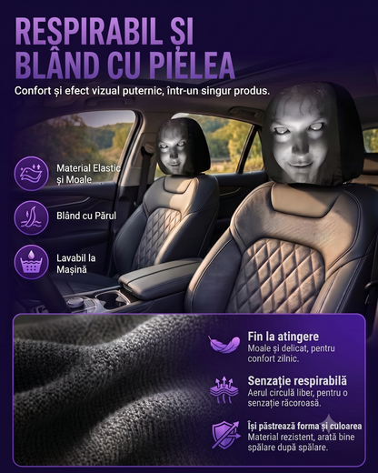 Husă Tetieră Auto Fantomă Horror, Set 2 buc.