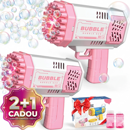 BubbleBlaster Pistol Automat de Baloane pentru Copii cu Lumini LED și Două Rezervoare Incluse