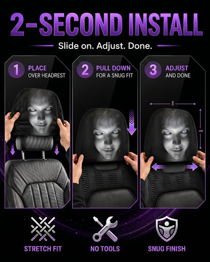 Husă Tetieră Auto Fantomă Horror, Set 2 buc.